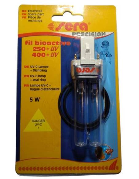 Bombilla UV-C 5 W + anillo de junta SERA para filtro exterior Bioactive 250+UV, 400+UV