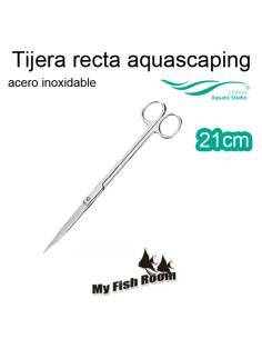 Tijera recta 21cm fabricada en  acero inoxidable Chihiros para la poda de plantas en acuarios.