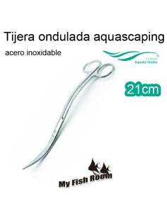 Tijera ondulada 21cm fabricada en  acero inoxidable Chihiros para la poda de plantas en acuarios.