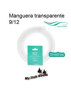 Manguera transparente 9/12 rollo para filtros de acuario, largo 3mts