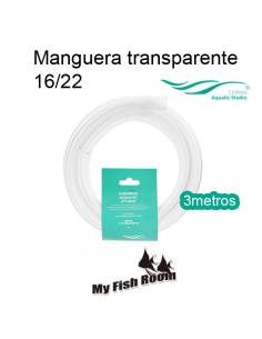Manguera transparente 16/22 rollo para filtros de acuario, largo 3mts
