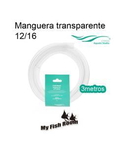 Manguera transparente 12/16 rollo para filtros de acuario, largo 3mts