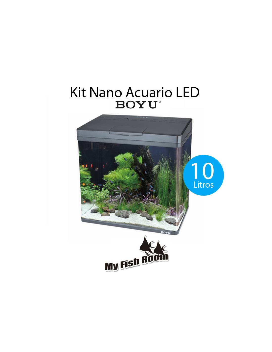 Kit nano acuario 10l color Negro