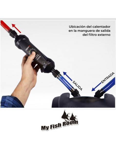 Termocalentadore exterior electrónico regulable para acuarios Aquael Flow Heater 300 vatios
