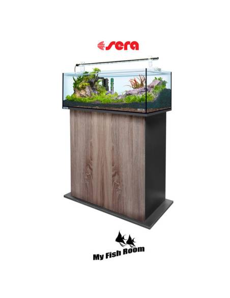SERA AquaTank 96L set acuario completo con mesa "Walnut" 90cm