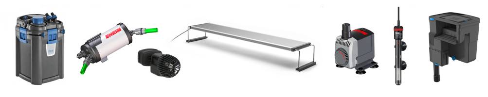 Equipamiento para el acuario , filtración , calentadores , iluminación